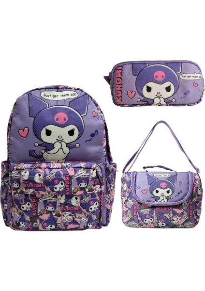 Wiggle Kuromi 3'lÜ Okul Seti Ilkokul Çanta Beslenme ve Kalemlik 3184