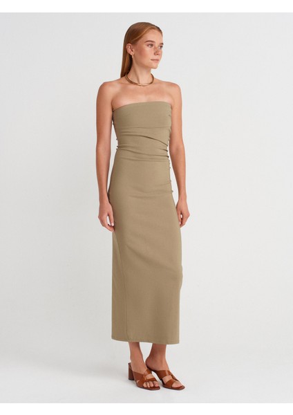 91368 Straplez Midi Elbise-Çağla fırsatları