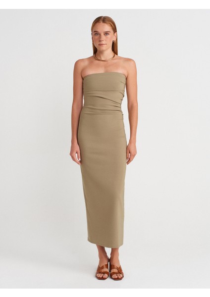 91368 Straplez Midi Elbise-Çağla