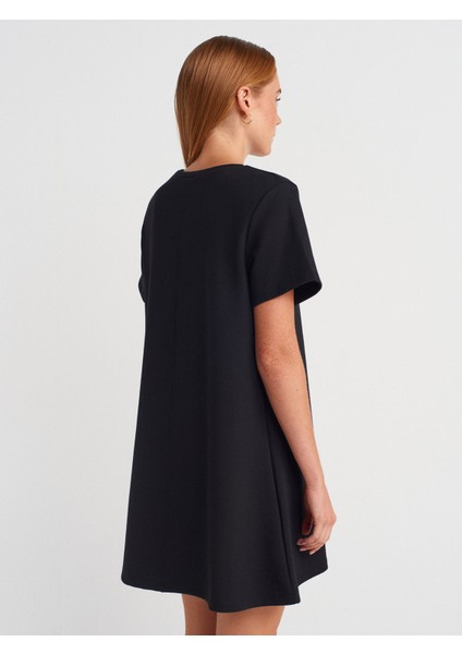 91523 Kısa Kollu Mini Elbise-Siyah fiyatları