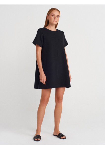 91523 Kısa Kollu Mini Elbise-Siyah fırsatları