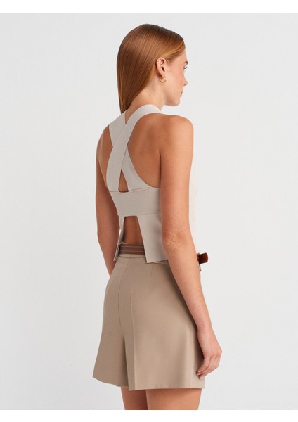 71663 Normal Bel Pili Detaylı Şort-Bej fiyatları