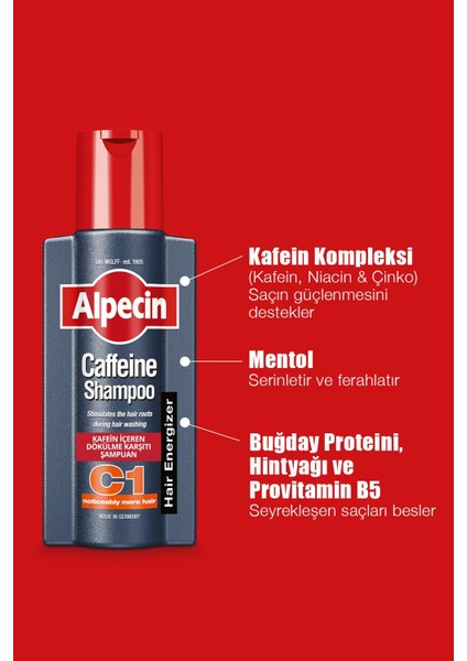 Caffeine C1- Şampuan + Doubleeffect Caffeine &kepek Karşıt Şampuan 250ML indirimleri