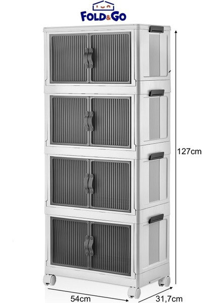 4'lü Portatif Organizer Tekerlekli Dolap ”beyaz” Çok Amaçlı Mıknatıs Kapaklı Katlanır Istiflenebilir fiyatları