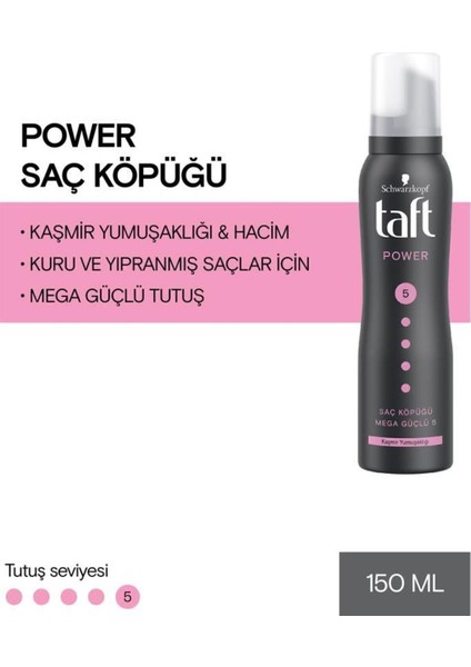 Taft Power Saç Köpüğü Vegan 150 ml Kaşmir Yumuşaklığı ve Hacim Kuru Yıpranmış Saçlar fırsatları