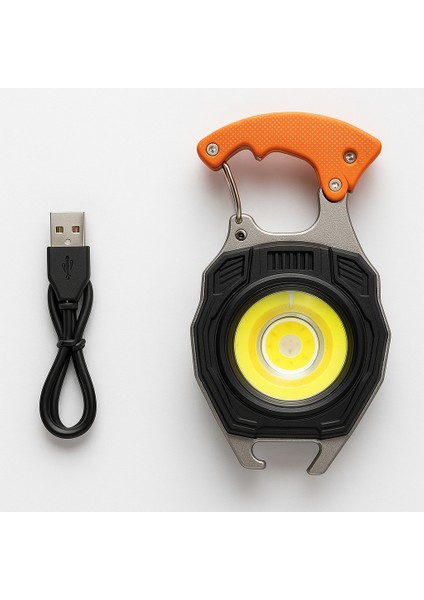 Çok Fonksiyonlu Mini LED Lamba Anahtarlık ve Çakmak USB Şarjlı Kamp Için Taşınabilir Tam 7 Modlu