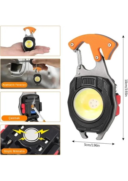 Çok Fonksiyonlu Mini LED Lamba Anahtarlık ve Çakmak USB Şarjlı Kamp Için Taşınabilir Tam 7 Modlu fiyatları