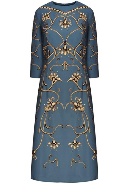 Mavi Monogram Desenli Elbise 40 Beden