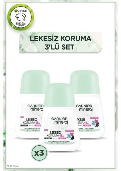 Roll-On Mineral Lekesiz Koruma Ferah Koku Unisex 3x50 ml - 48 Saat Etkili, Leke Önleyici ve Giysi Dostu fırsatları