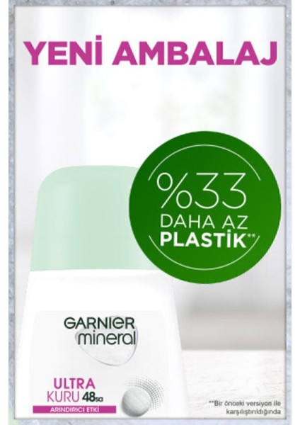 Mineral Ultra Kuru Roll-On Deodorant 50 ml Kadın 48 Saat Etkili Ferah Kokulu Pudrasız Alkol İçermez