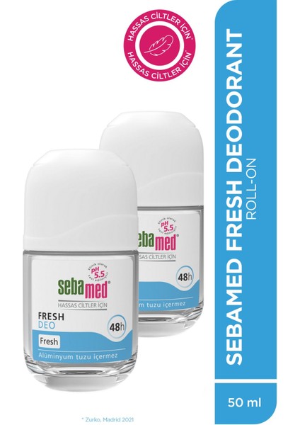 Fresh Roll-On Deodorant Unisex 2×50 ml Ferah Kokulu Alüminyum ve Paraben İçermeyen fiyatları