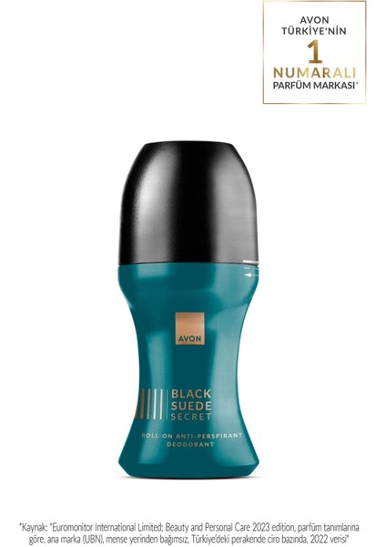 Black Suede Secret Erkek Roll-On Deodorant - Odunsu Amber ve Kırmızı Elma Notalarıyla, Ter Kokusunu Önleyici, 50 ml
