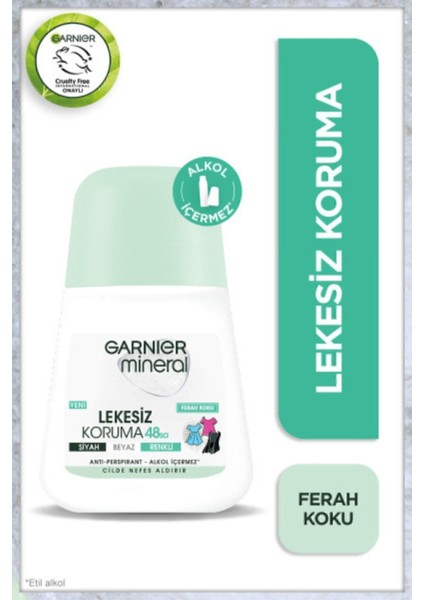 Mineral Kadın Roll-On Deodorant 50 ml Ferah Kokulu Pudrasız Organik 48 Saat Lekesiz
