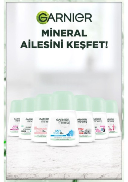 Mineral Kadın Roll-On Deodorant 50 ml Ferah Kokulu Pudrasız Organik 48 Saat Lekesiz
