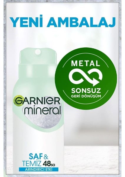 Mineral Saf ve Temiz Unisex Sprey Deodorant 150 ml 48 Saat Etkili Alkol İçermeyen Ferah Koku