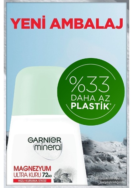 Mineral Roll-On Kadın Deodorant 50 ml Ferah Kokulu 72 Saat Etkili Pudrasız Hızlı Kuruma