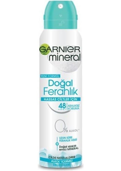 Unisex Sprey Deodorant - Doğal Ferahlık, 150 ml, Pudrasız, Alkol İçermeyen, 48 Saat Etkili, 1 Adet
