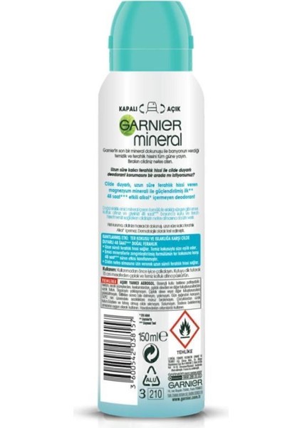 Unisex Sprey Deodorant - Doğal Ferahlık, 150 ml, Pudrasız, Alkol İçermeyen, 48 Saat Etkili, 1 Adet