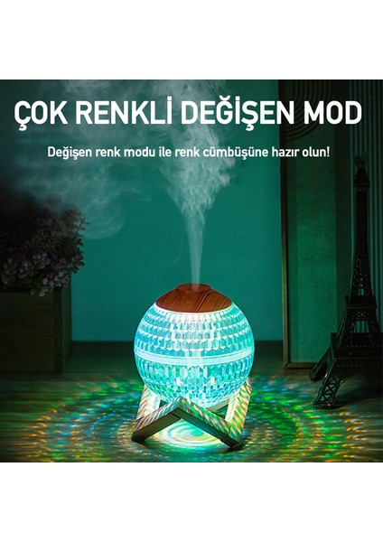 Kristal Küre Mini USB Nemlendirici & Gece Lambası – 7 Renk Led, Otomatik Kapanma, 350 ml Kapasiteli Hava Nemlendirme ve Aromaterapi Difüzörü fiyatları
