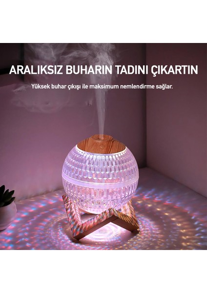 Kristal Küre Mini USB Nemlendirici & Gece Lambası – 7 Renk Led, Otomatik Kapanma, 350 ml Kapasiteli Hava Nemlendirme ve Aromaterapi Difüzörü fırsatları