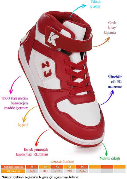Carde Günlük Cırtlı Kız Çocuk Spor Ayakkabı Kırmızı fiyatları