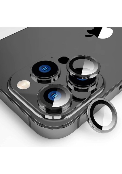 Iphone 13 Pro/13 Pro Max Uyumlu Alüminyum Alaşım Tempered Glass Kamera Lens Koruyucu(3'lü Set) Gold modelleri