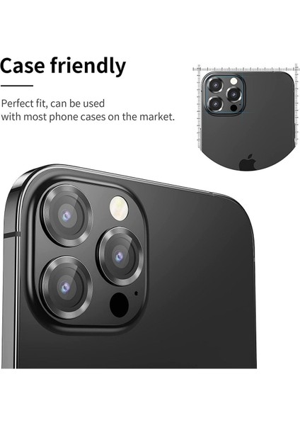 Iphone 13 Pro/13 Pro Max Uyumlu Alüminyum Alaşım Tempered Glass Kamera Lens Koruyucu(3'lü Set) Gold indirimleri