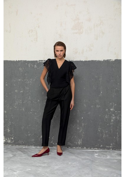 Dantel Kollu Bluz 26W10861