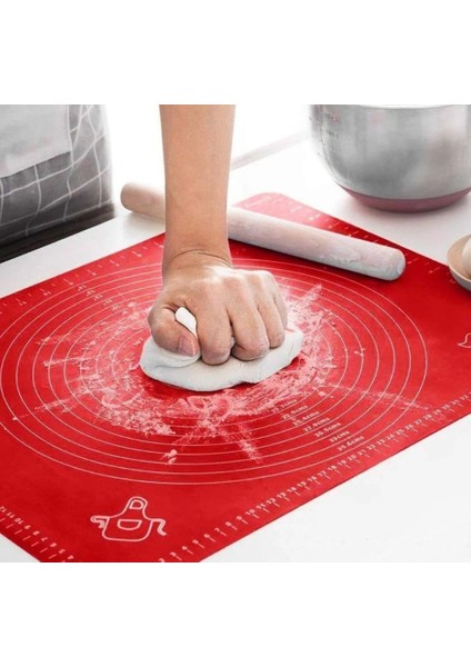 Büyük Boy Silikon Hamur Matı ile Birlikte Ahşap Saplı 5"li Spatula Seti Kolay Kullanım modelleri