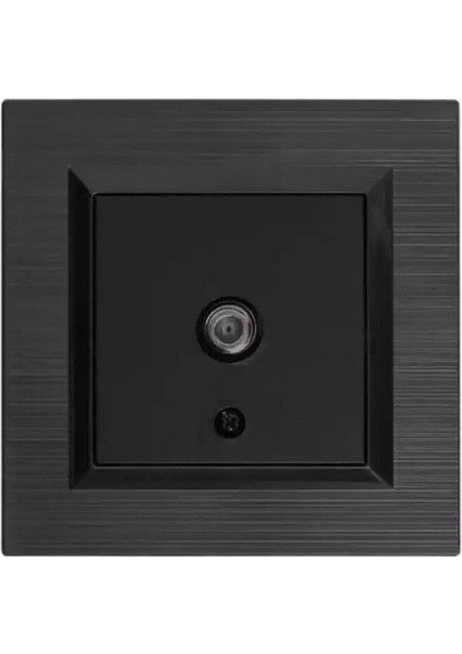Quantum Metalik Siyah F Konnektör Uydu Prizi+Antrasit Tekli Çerçeve
