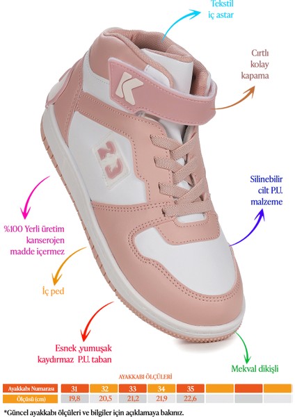 Carde Günlük Cırtlı Kız Çocuk Spor Ayakkabı Pudra fiyatları
