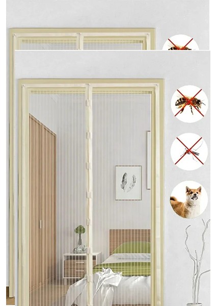 Pencere Balkon Dükkan Cam Pratik Manyetik Mıknatıslı Kapı Sineklik 90 x 210MIKNATISLI