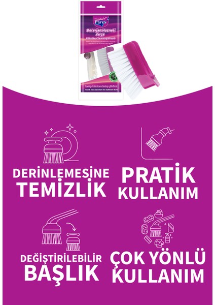 Deterjan Hazneli Temizlik Fırçası Üçlü Set