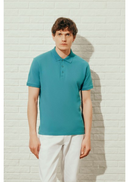 ALTINYILDIZ CLASSICS Erkek Petrol %100 Pamuk Kıvrılmaz Polo Yaka Slim Fit Dar Kesim Tişört fiyatları