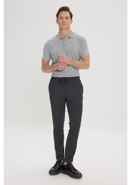 Erkek Antrasit Slim Fit Rahat Kesim Beli Bağlamalı Yan Cepli Jogger Pantolon fiyatları
