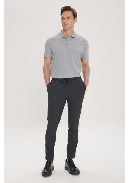 Erkek Antrasit Slim Fit Rahat Kesim Beli Bağlamalı Yan Cepli Jogger Pantolon modelleri
