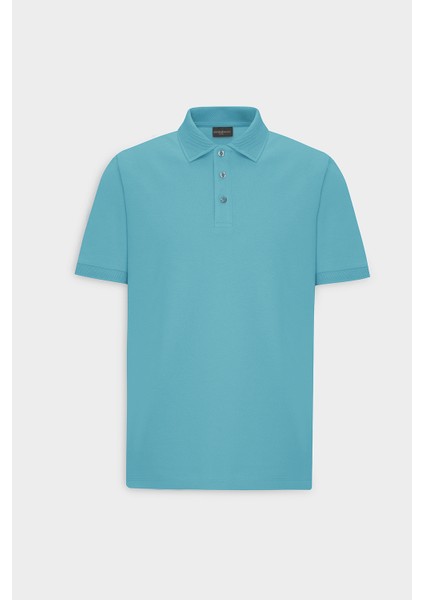 ALTINYILDIZ CLASSICS Erkek Petrol %100 Pamuk Kıvrılmaz Polo Yaka Slim Fit Dar Kesim Tişört