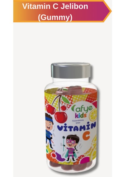 Kids Acerola-Vitamin C Gummy (130 gr) Sentetik renk verici, Kimyasal tatlandırıcı ve Hayvansal jelatin içermez.