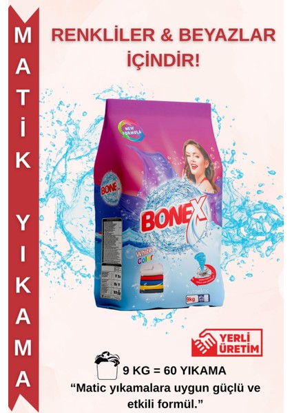 Beyazlar ve Renkliler için 9 Kg Çamaşır Deterjanı/Matik/Toz Deterjan