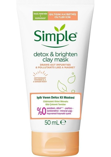 Yüz Maskesi 50 ml Doğal Kil ve E Vitamini ile Işıltı Veren Detox Etkili Arındırıcı