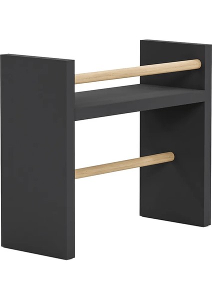 Rulo Havlu Takılabilir Baharatlık Standı Tezgah Üstü Düzenleyici Ahşap Raf - Antrasit Gri indirimleri