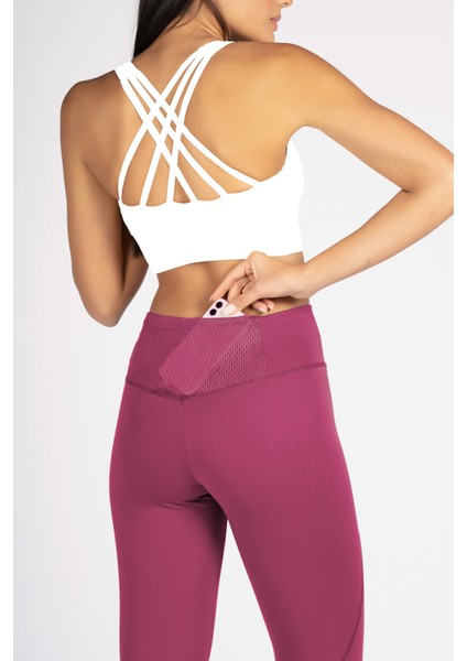 Magenta Yüksek Bel Arka Cepli Toprlayıcı Kadın Spor Taytı fırsatları