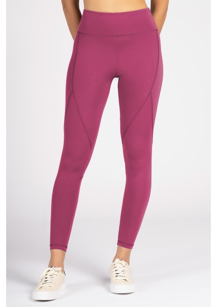 Magenta Yüksek Bel Arka Cepli Toprlayıcı Kadın Spor Taytı