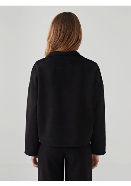 Lcw Vision Siyah Dik Yaka Düz Oversize Kadın Sweatshirt fırsatları