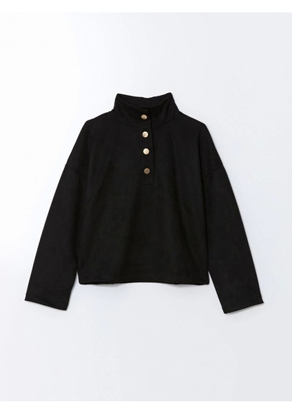 Lcw Vision Siyah Dik Yaka Düz Oversize Kadın Sweatshirt indirimleri