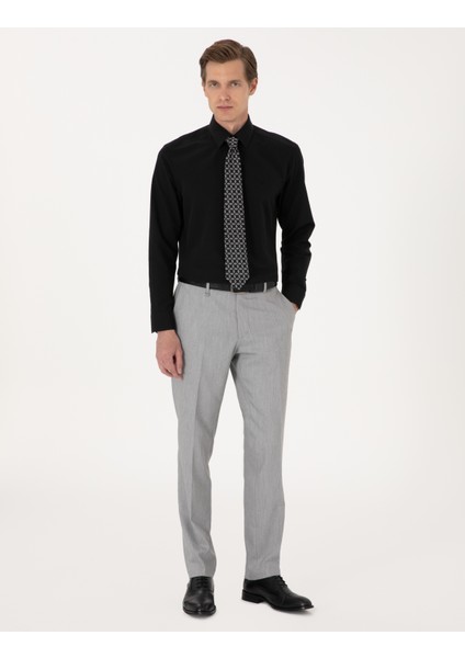 Erkek Siyah Regular Fit Uzun Kollu Basic Gömlek 50316742-VR046 indirimleri