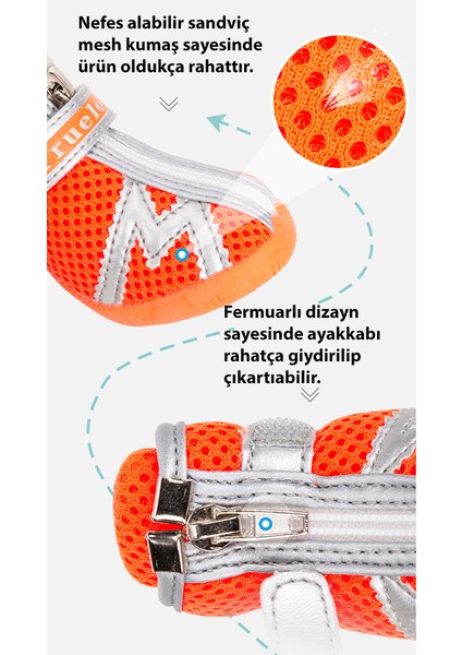 Fermuarlı, Turuncu Köpek Ayakkabısı