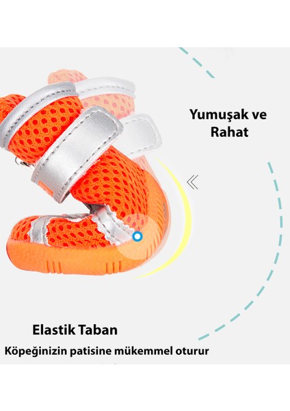 Fermuarlı, Turuncu Köpek Ayakkabısı