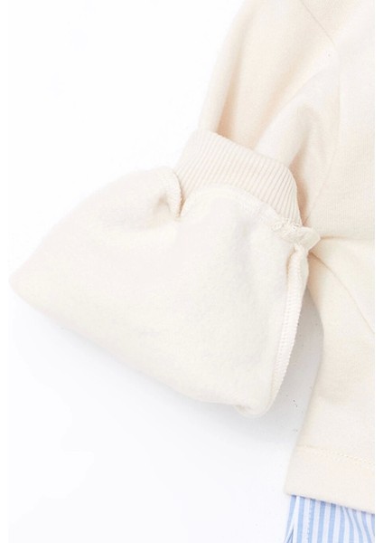 Lcw Kids Ekru Bisiklet Yaka Baskılı Kız Çocuk Sweatshirt ve Eşofman Alt 2'li Takım modelleri