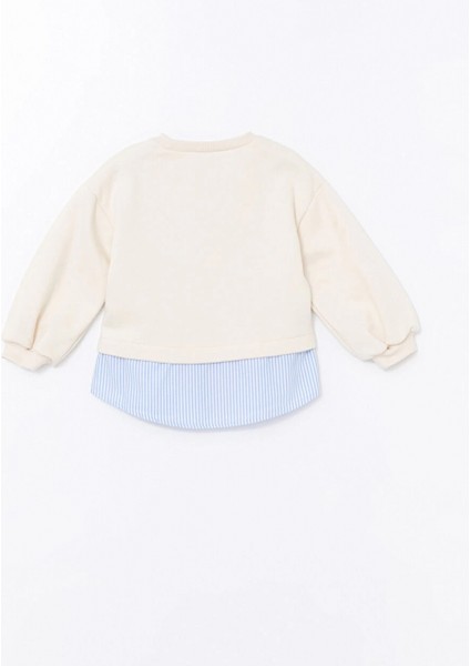 Lcw Kids Ekru Bisiklet Yaka Baskılı Kız Çocuk Sweatshirt ve Eşofman Alt 2'li Takım fırsatları